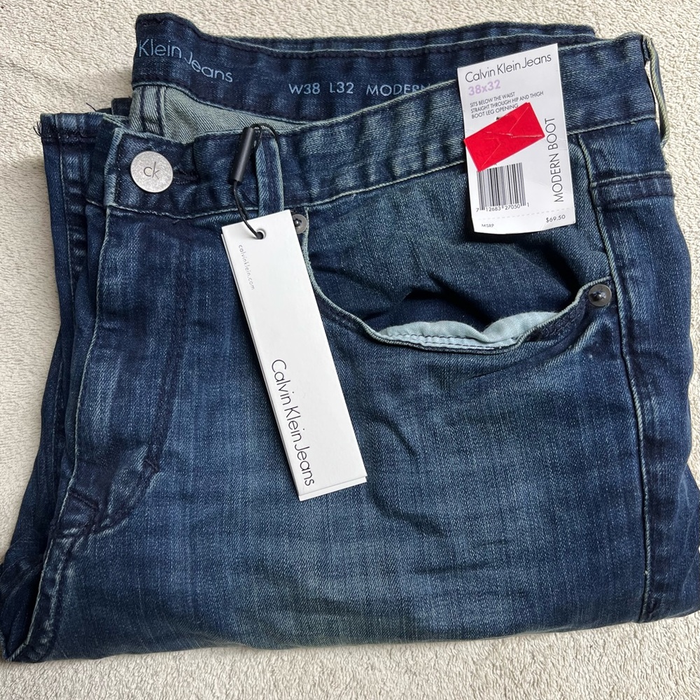 Brand new Calvin Klein Modern Boot Cut Jeans Sz 38x32. Brand new with tags